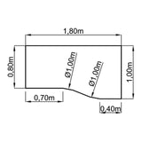 Technische Zeichnung des Schreibtischs BELA 18 S mit 1,80 x 1,00 m von hjh OFFICE PRO