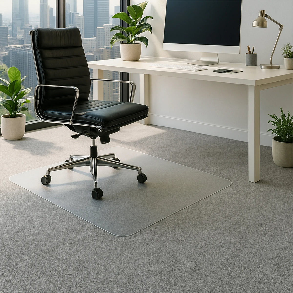 Transparente Bodenschutzmatte ULTIMAT II aus Polycarbonat für Teppichböden in Maßen 116 x 150 von Floortex
