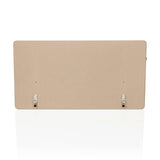 Beige Tischtrennwand FLEXMIUT D1 mit zwei silbernen Halterungen von hjh OFFICE