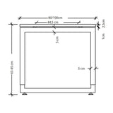 Maßzeichnung des Schreibtisches REGO 82 S mit Breite 80/100 cm und Höhe 65-85 cm von hjh OFFICE PRO