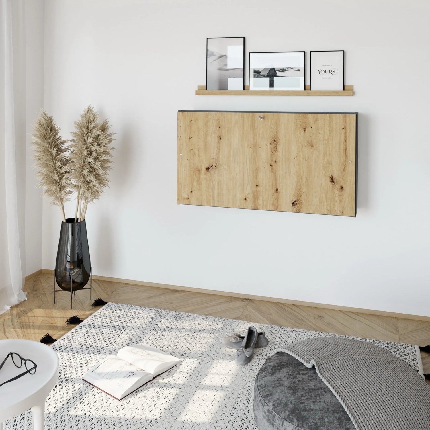 Wandschreibtisch WOVA als Sekretär in den Farben Graphit und Asteiche von hjh OFFICE PRO