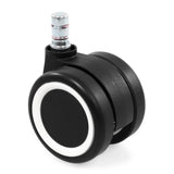 Schwarze Stuhlrolle 5x ROLO COLOR 60 11mm/60mm für Hartböden mit metallischem Steckstift von hjh OFFICE – 360-Grad-Ansicht (schräge Rückenansicht 120°)