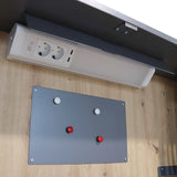 Integrierte Steckdosenleiste mit USB-Anschlüssen des Wandschreibtisches WOVA von hjh OFFICE PRO