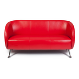 Rotes Loungesofa ST. LUCIA als Drei-Sitzer mit glänzenden Metallfüßen von hjh OFFICE – 360-Grad-Ansicht (Frontansicht 0°)