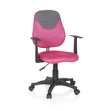 Pink-grauer Kinderdrehstuhl KIDDY STYLE mit Netzrücken und Fußkreuz mit fünf Rollen von hjh OFFICE – 360-Grad-Ansicht (Frontansicht 20°)