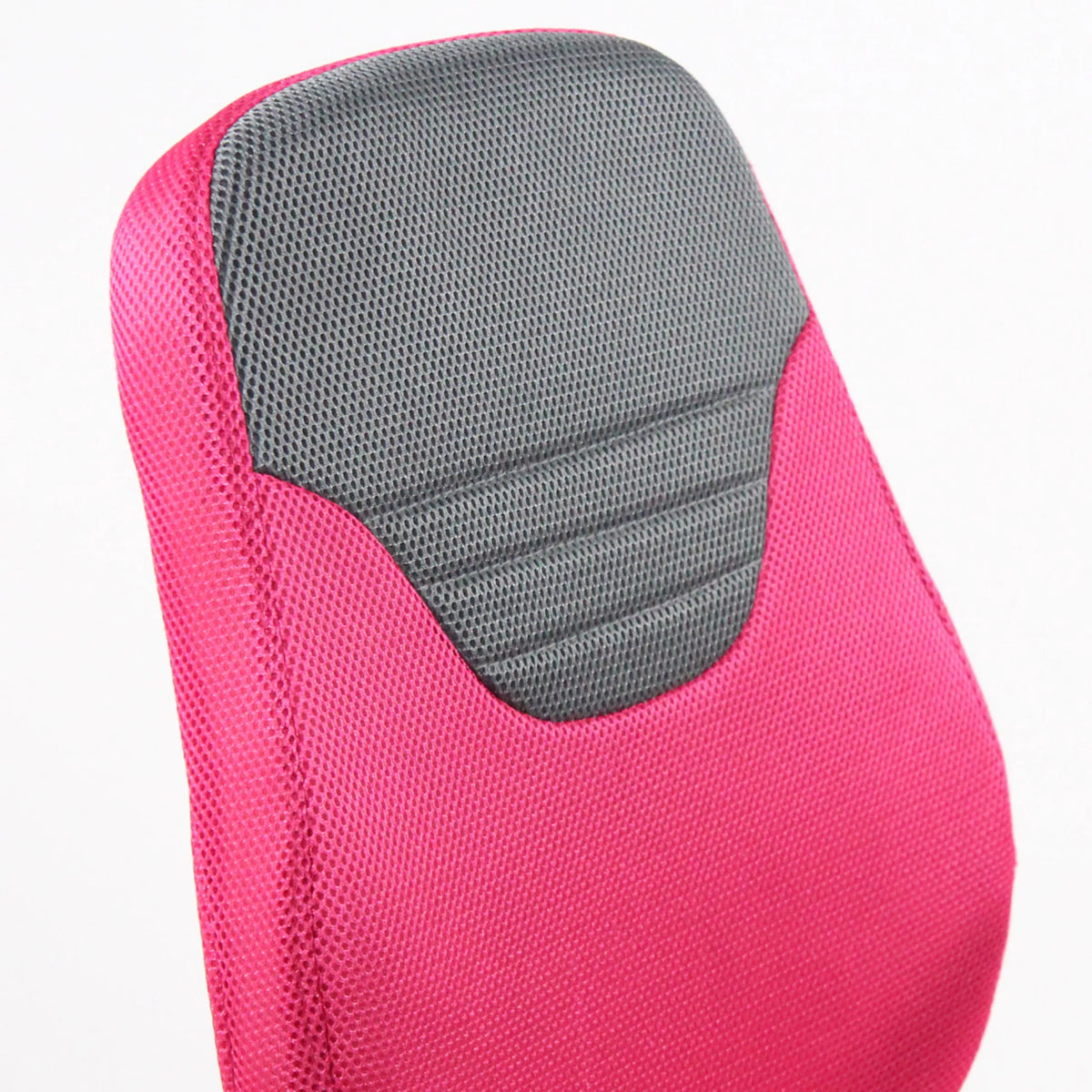 Graue Netzrückenlehne mit pinkfarbenem Stoffbezug des Kinderdrehstuhls KIDDY STYLE von hjh OFFICE