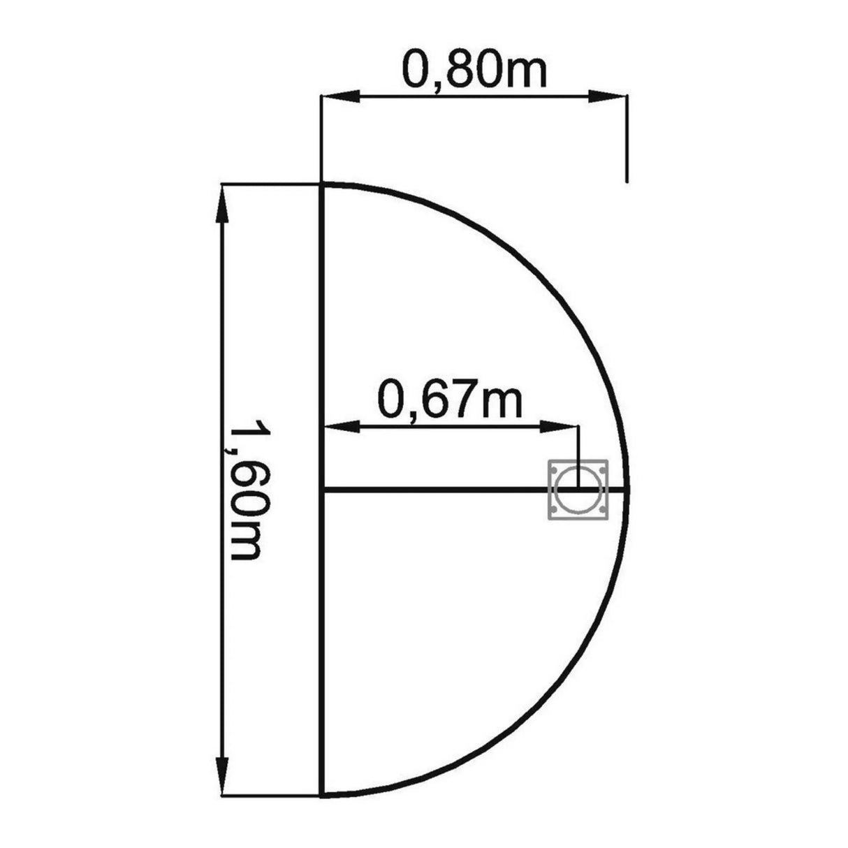 Technische Zeichnung des Ansatztisches RA60 G / RA80 G / RA160 G mit 1,60 × 0,80 m von hjh OFFICE PRO