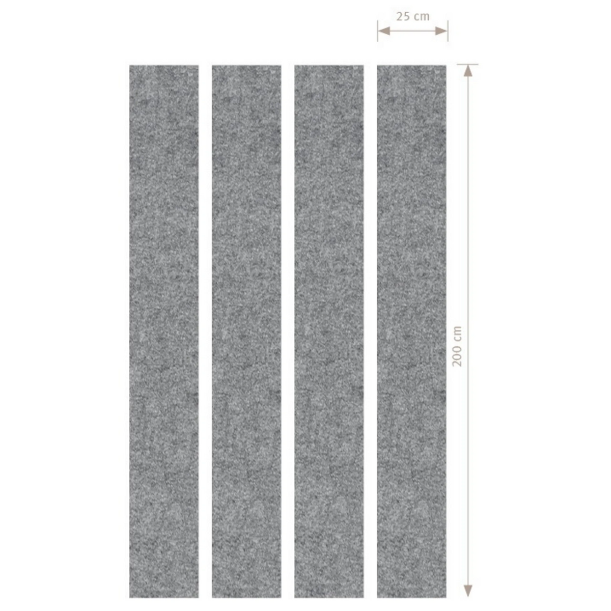 Vier graue melierte Akustik-Wandelemente AWP im Format 200 x 25 cm als Zubehör von hjh OFFICE PRO