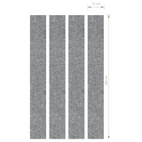Vier graue melierte Akustik-Wandelemente AWP im Format 200 x 25 cm als Zubehör von hjh OFFICE PRO