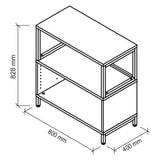 Technische Zeichnung des Lowboards FlexWall mit 800 × 400 mm von hjh OFFICE PRO