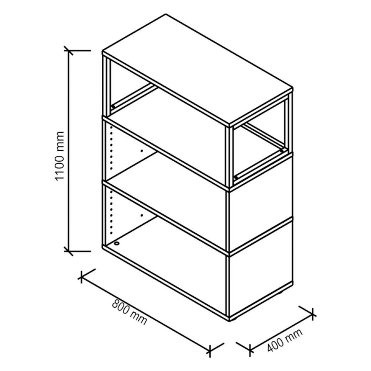 Technische Zeichnung des Regals FlexWall mit 1100 x 800 mm von hjh OFFICE PRO