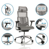 High-End-Bürostuhl POFIT GEN2 in Hellgrau mit verschiedenen Verstellmöglichkeiten von hjh OFFICE