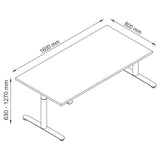 Technische Zeichnung des Schreibtischs XDLR 16 G mit 1600 × 800 mm von hjh OFFICE PRO