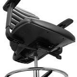 Unterseite der Sitzfläche und Gasfeder des Counterstuhls ERGO LINE II WORK aus schwarzem Kunstleder von hjh OFFICE