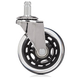 Silberne Stuhlrolle 5x ROLO SKATE CT 11mm/75mm für Hartböden mit transparentem Rad von hjh OFFICE