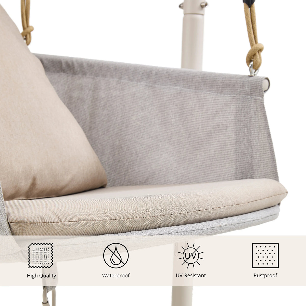 Beige Polsterung und Stoffbezug des Hängesessels Skylo von hjh LIVING
