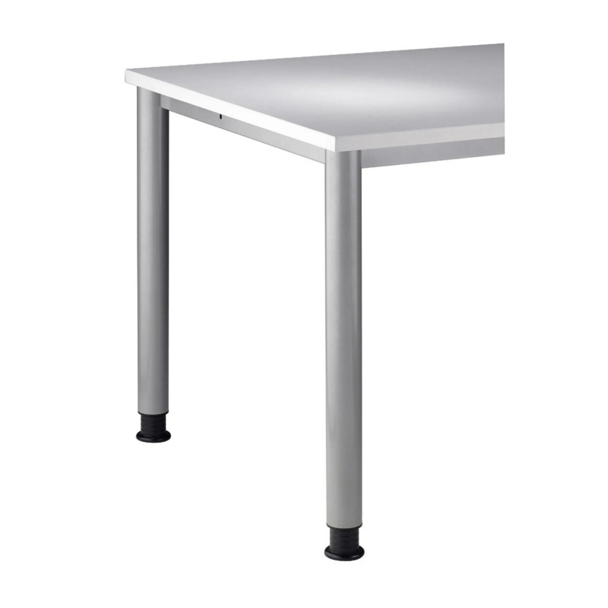 Schreibtisch HILO 82 S aus der Serie HILO mit silbernen Beinen und schwarzen Füßen von hjh OFFICE PRO