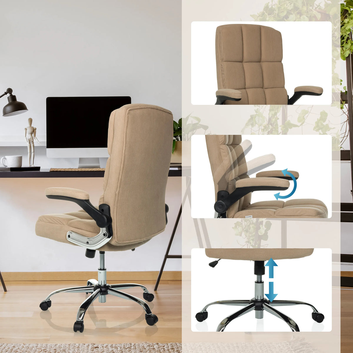 Beiger Homeoffice Chefsessel RELAX WD 100 mit verstellbaren Armlehnen und Gasdruckfeder von MyBuero
