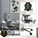 Verstellbare Kopfstütze und Armlehnen des Luxus-Chefsessels ERGOHUMAN PLUS LEGPRO GEN2 in schwarzem Leder von hjh OFFICE