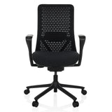 Schwarzer High-End-Bürostuhl VERVIO mit Netzrücken und Fußkreuz mit fünf Rollen von hjh OFFICE – 360-Grad-Ansicht (Frontansicht 0°)