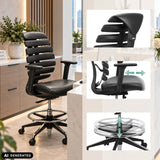Schwarzer Counterstuhl ERGO LINE II WORK aus Kunstleder mit Fußring und verstellbaren Armlehnen von hjh OFFICE
