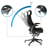 Verstellbare Rückenlehne des Profi-Bürostuhls SPEKTRE BLACK mit einem Neigungswinkel von 90° von hjh OFFICE