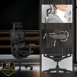 Verstellbare Kopfstütze, Armlehnen und Sitzhöhe des Luxus-Chefsessels ERGOHUMAN SIGNATURE GEN2 in Schwarz von hjh OFFICE
