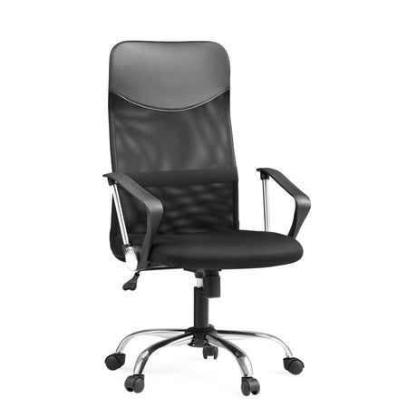 Schwarzer Homeoffice Chefsessel PURE NET mit Netzrückenlehne und verchromtem Fußkreuz von hjh OFFICE