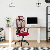 Roter Home-Office-Bürostuhl ERGOMY mit Netzrückenlehne und schwarzem Rahmen von MyBuero