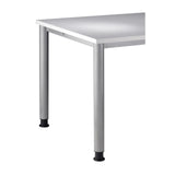 Höhenverstellbarer Schreibtisch HILO 12 S aus Asteiche mit silbernen Beinen von hjh OFFICE PRO