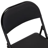 Schwarze Rückenlehne des Klappstuhls TUDELA mit schwarzem Metallrahmen von hjh OFFICE