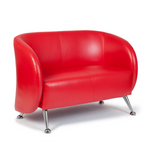 Rotes Loungesofa ST. LUCIA als Zweisitzer mit glänzenden Metallfüßen von hjh OFFICE – 360-Grad-Ansicht (Rückenansicht 180°)