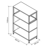 Technische Zeichnung des Regals FlexWall mit 800 × 400 mm und einer Höhe von 1180 mm von hjh OFFICE PRO