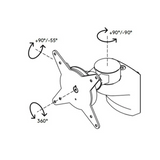 Technische Zeichnung des Zubehörs ORGPD mit Drehbereichen von 360° sowie +90°/-90° von hjh OFFICE PRO