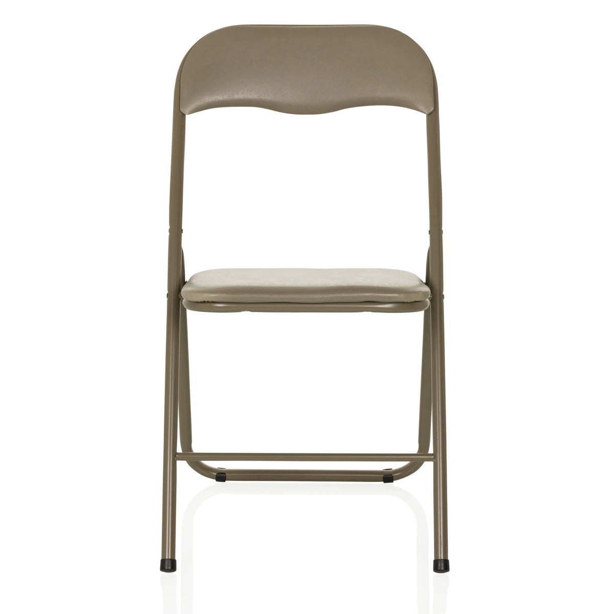 Taupefarbener Klappstuhl TUDELA BASIC mit Polsterung aus PVC von hjh OFFICE – 360-Grad-Ansicht (Frontansicht 0°)