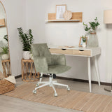 Grauer Homeoffice-Bürostuhl SOLAO LIFE W mit Stoffbezug und weißem Fußkreuz auf Rollen von hjh LIVING