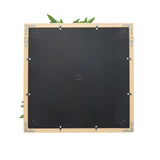 Rückseite der quadratischen Pflanzenmatte LEAFLUXE WALL 1 in Schwarz mit Metallbeschlägen von hjh LIVING