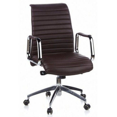 Brauner Profi-Chefsessel ASPERA 10 mit gestepptem Bezug und verchromten Armlehnen von hjh OFFICE
