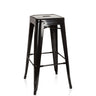 Schwarzer Barhocker VANTAGGIO HIGH aus Metall mit quadratischer Sitzfläche und Fußstützen von hjh OFFICE