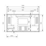 Maßzeichnung des Wandschreibtischs WOVA mit Außenmaßen von 1200 x 650 mm von hjh OFFICE PRO