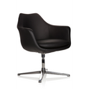 Schwarzer Loungesessel ARTEMIA mit Lederbezug und viersternförmigem Metallfuß von hjh OFFICE