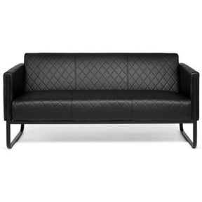 Schwarzes Loungesofa ARUBA BLACK als Drei-Sitzer mit Rautensteppung und Metallgestell von hjh OFFICE