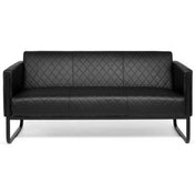 Schwarzes Loungesofa ARUBA BLACK als Drei-Sitzer mit Rautensteppung und Metallgestell von hjh OFFICE