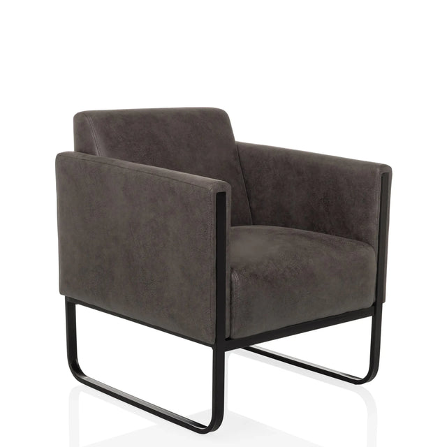 Grauer Loungesessel Aruba Retro mit dunkelgrauem Bezug und schwarzem Kufengestell von hjh OFFICE