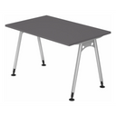 Höhenverstellbarer Schreibtisch ATOS 12 S in Graphit mit silbernen Beinen von hjh OFFICE PRO
