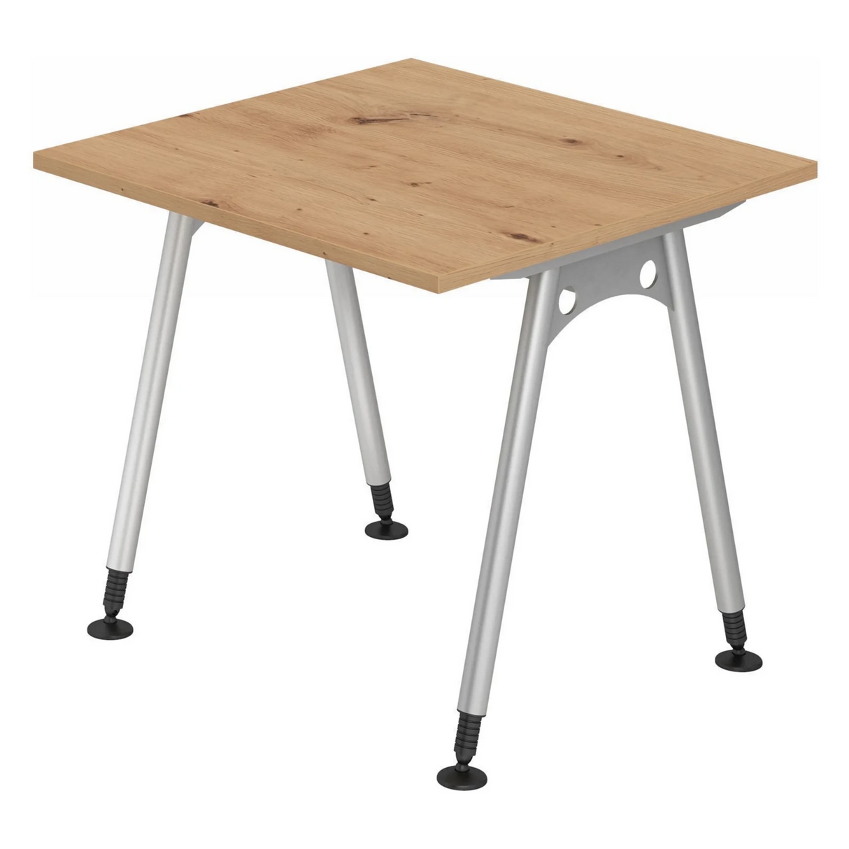 Höhenverstellbarer Schreibtisch ATOS 8 S in Asteiche mit silbernen Beinen von hjh OFFICE PRO