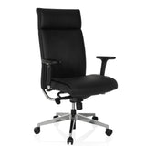 Profi-Chefsessel CURYO in Schwarz mit glänzendem Metallkreuzfuß und gepolsterten Armlehnen von hjh OFFICE