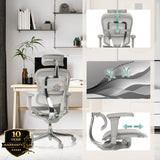 Luxus-Chefsessel ERGOHUMAN ULTRA G GEN2 in Grau mit verstellbarer Kopfstütze und Armlehnen von hjh OFFICE