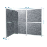 Maßzeichnung der Trennwand Flexmiut Modul L mit 193,5 × 167,3 cm in Grau von hjh OFFICE