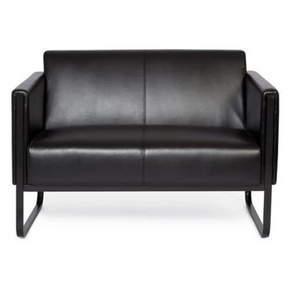 Schwarzes Loungesofa BALI BLACK als Zwei-Sitzer mit glattem Bezug und Kufenfüßen von hjh OFFICE